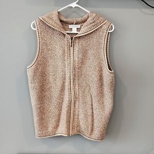 Christopher & Banks Beige Hooded Knit Vest
